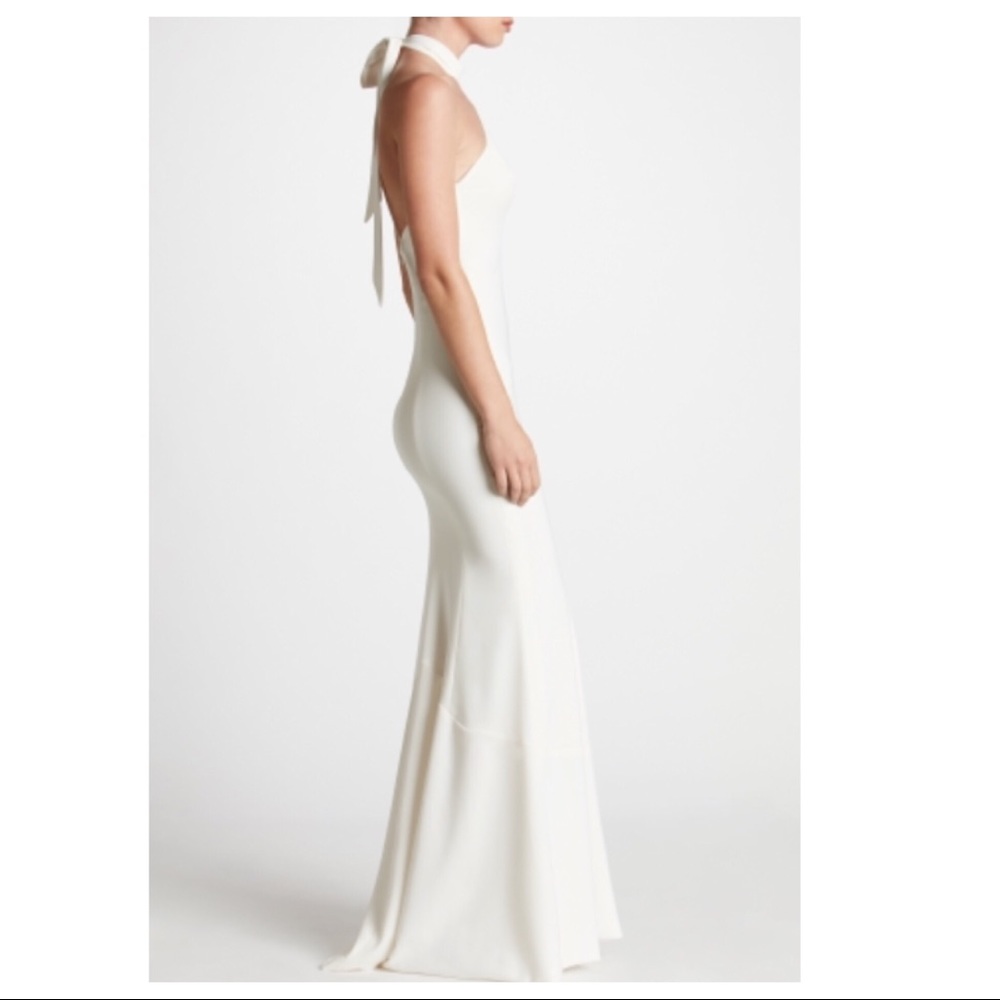DRESS THE POPULATION CREPE HALTER MAXI GOWN - Picture 3 of 6
